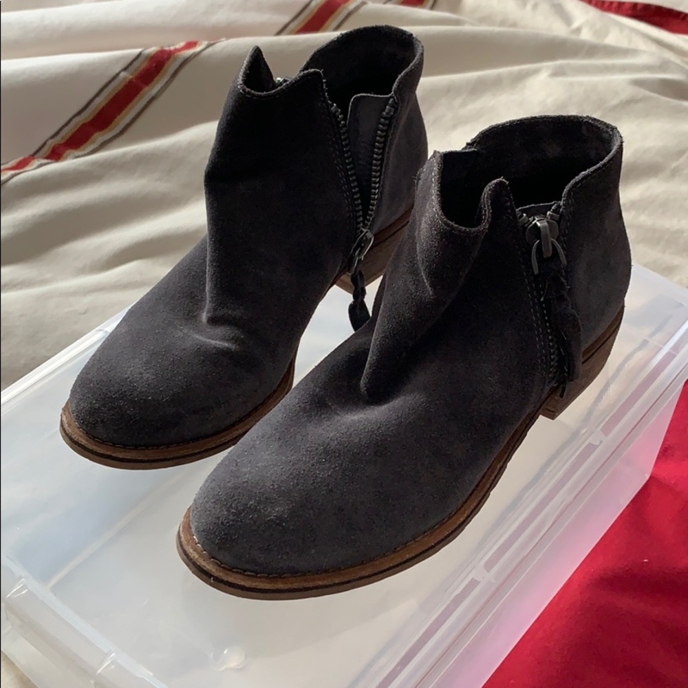 Grey suede booties
